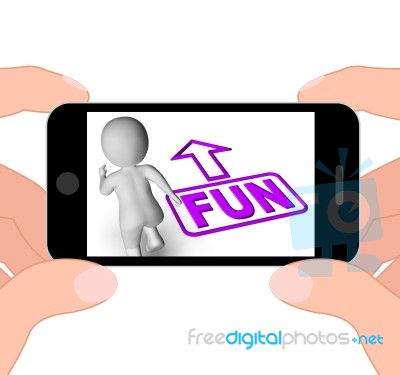 Fun And Running 3d Character Displays Amusement Starting Or Part… Stock Image