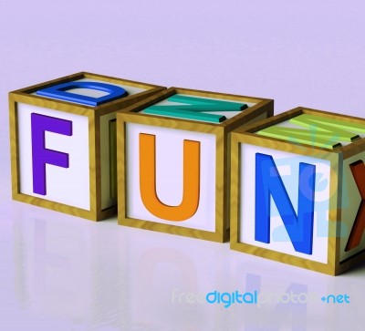Fun Blocks Mean Joy Pleasure And Excitement Stock Image