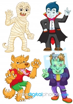 Funny Cartoon Halloween Set Stock Image