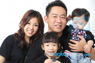 Funny Malaysian Family Stock Photo