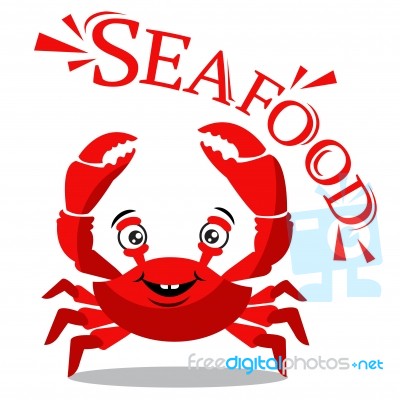 Funny Red Crab Cartoon For Seafood Concept Stock Image