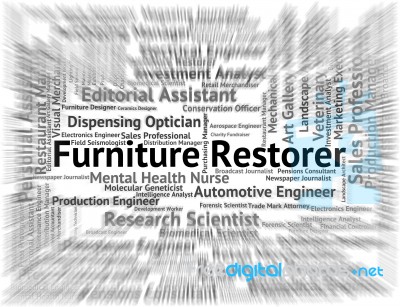 Furniture Restorer Means Refurbisher Occupations And Job Stock Image