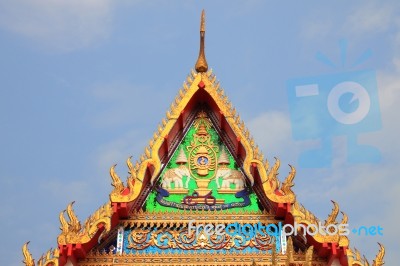 Gable Of Buddha Church For Royal King Stock Photo