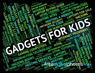 Gadgets For Kids Indicates Mod Con And Widget Stock Image