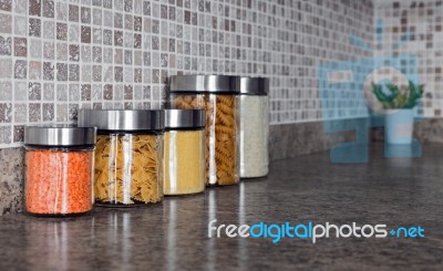 Galati/ Romania - 04.10.2018: Glass Jar Used In The Kitchen For Different Utilities Stock Photo