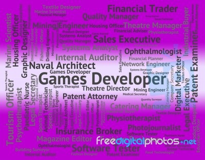 Games Developer Indicating Play Time And Recreational Stock Image