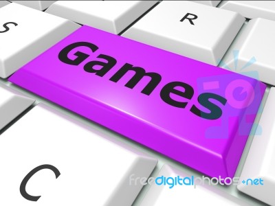Games Online Shows World Wide Web And Entertaining Stock Image