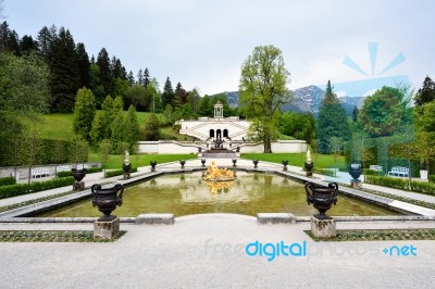 Garden In Linderhof Palace, Germany Stock Photo