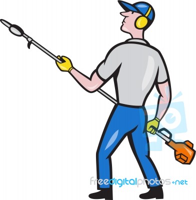 Gardener Hedge Trimmer Isolated Cartoon Stock Image