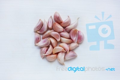 Garlic On White Background Stock Photo