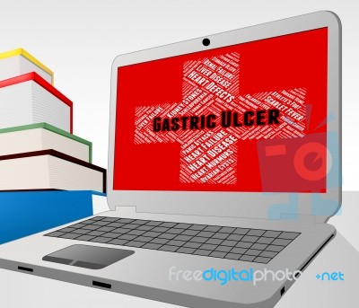 Gastric Ulcer Shows Poor Health And Diseased Stock Image