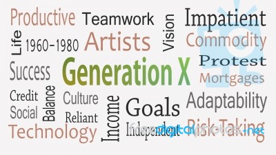 Generation X Word Cloud Concept With Great Terms Such As Now Stock Image