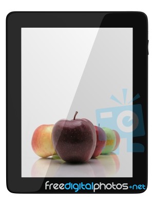 Generic Tablet Computer And Apples Stock Image