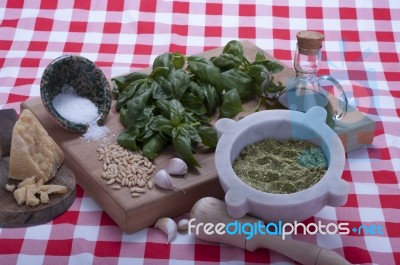 Genovese Pesto Sauce Stock Photo