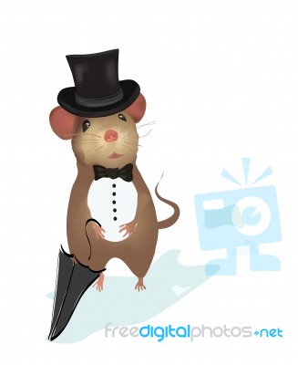 Gentleman Mouse In A Toxedo And Umbrella Stock Image