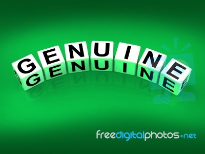 Genuine Blocks Mean Authentic Legitimate And Real Stock Image