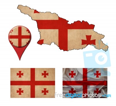 Georgia Flag, Map And Map Pointers Stock Image