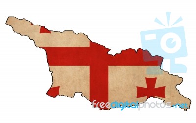 Georgia Map On Georgia Flag Drawing ,grunge And Retro Flag Serie… Stock Image