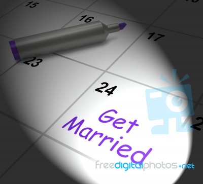 Get Married Calendar Displays Wedding Day And Vows Stock Image