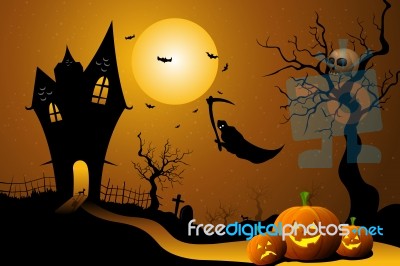 Ghost Flying In Halloween Night Stock Image
