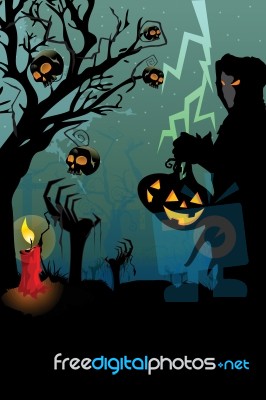 Ghost In Halloween Night Stock Image