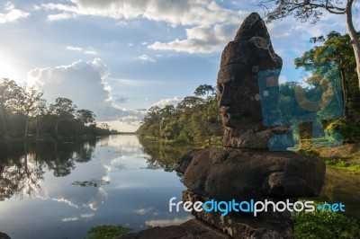 Giants In Angkor Thom Stock Photo