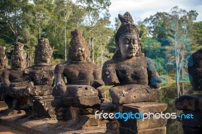 Giants In Angkor Thom Stock Photo