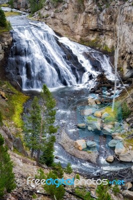 Gibbon Falls In Yellowstone National Park Stock Photo