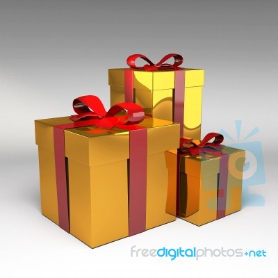 Gift Box And Red Ribbon Stock Image