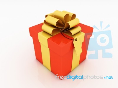 Gift Box Over White Background 3d Illustration Stock Image