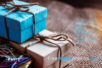 Gift Boxes On A Table Stock Photo