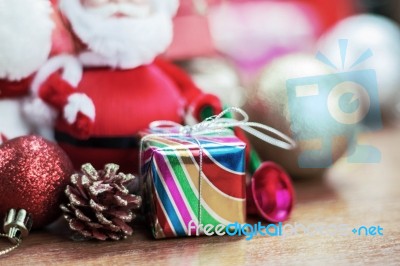 Gift Boxes On Wooden Stock Photo