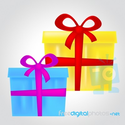 Gift Boxes Represents Christmas Present And Celebrate Stock Image