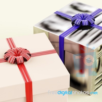 Gift Boxes With Ribbon Stock Image