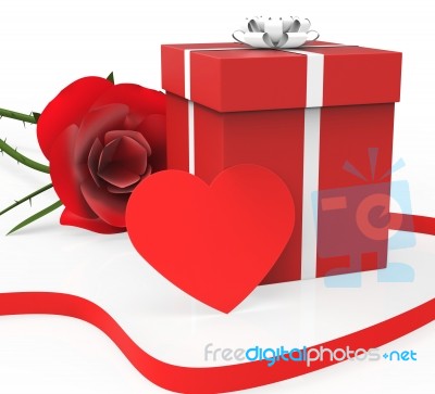 Gift Card Represents Heart Shape And Bloom Stock Image