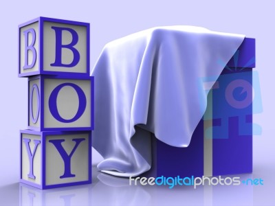 Giftbox Boy Indicates Present Occasion And Parenting Stock Image