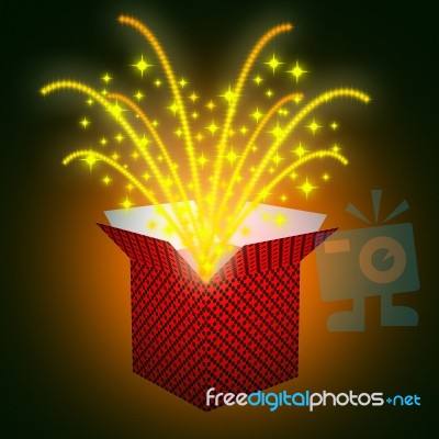 Giftbox Stars Shows Valentines Day And Celebrate Stock Image