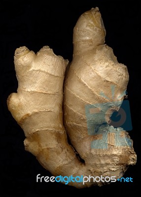 Ginger Root Over Black Stock Photo