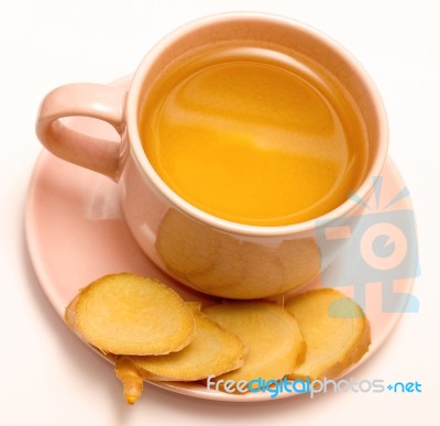 Ginger Tea Cup Indicates Spices Organic And Drinks Stock Photo