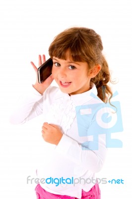 Girl Child Using Mobile Stock Photo