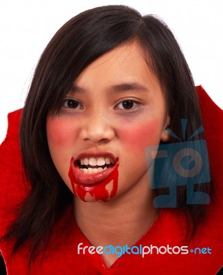 Girl Dressed As A Vampire Stock Photo
