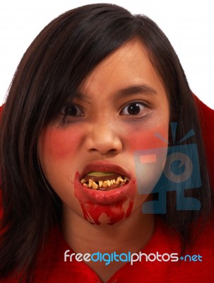 Girl Dressed As Vampire Stock Photo