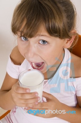 Girl Going To Drink Milk Stock Photo