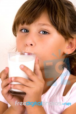 Girl Going To Drink The Milk Stock Photo