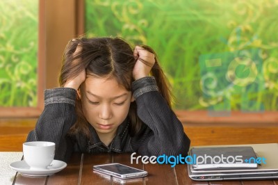 Girl Has A Headache Stock Photo