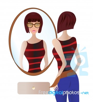 Girl In The Mirror Stock Image