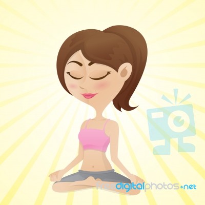 Girl Meditating In Cross Legged Position Stock Image