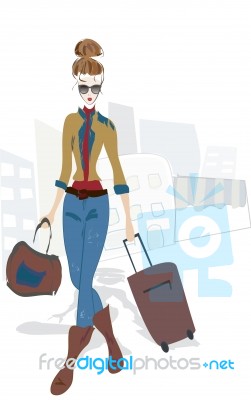 Girl On Travel Stock Image