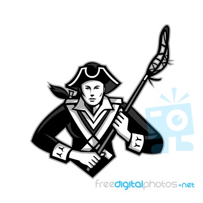 Girl Patriot Lacrosse Player Mascot Stock Image