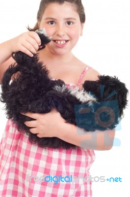Girl Playing With Dog Stock Photo